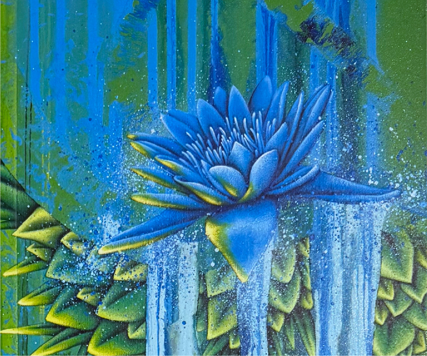 Lotus bleu lézardant à la bougie