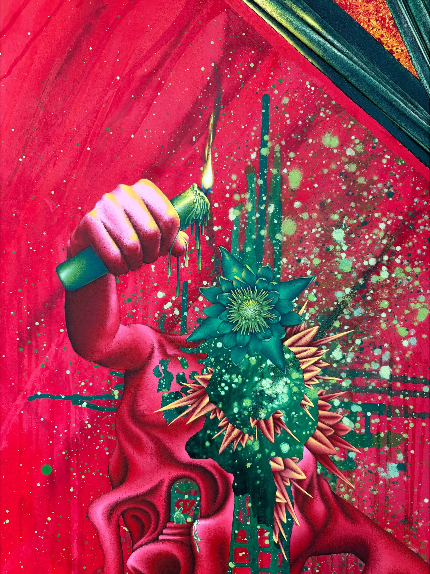 Lotus vert exaltant à la bougie